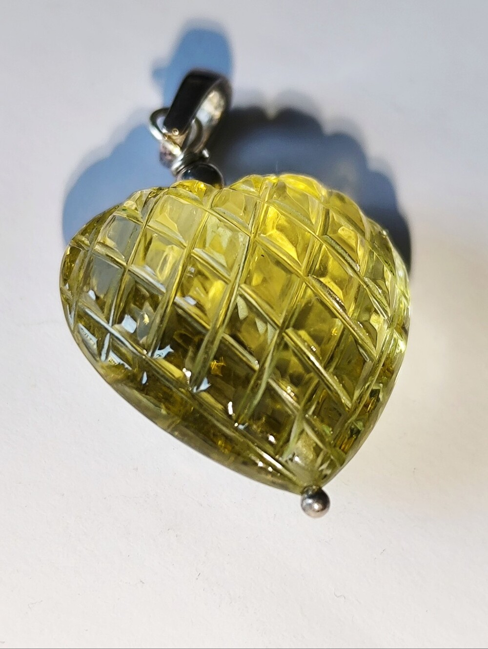 Light Lemon Quartz Carved 3D Heart Pineapple Pendant In Sterling Silver🍍 💛